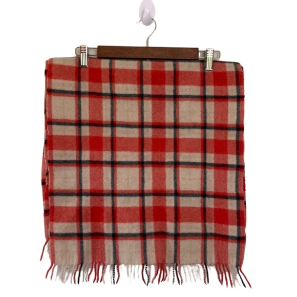 J. Crew Accessories - J CREW Orange Plaid Scarf 100% Wool Size 60” x 18” Fringe Detail.